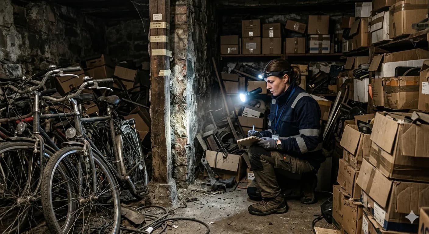 Cantina milanese da svuotare con scatole e mobili vecchi