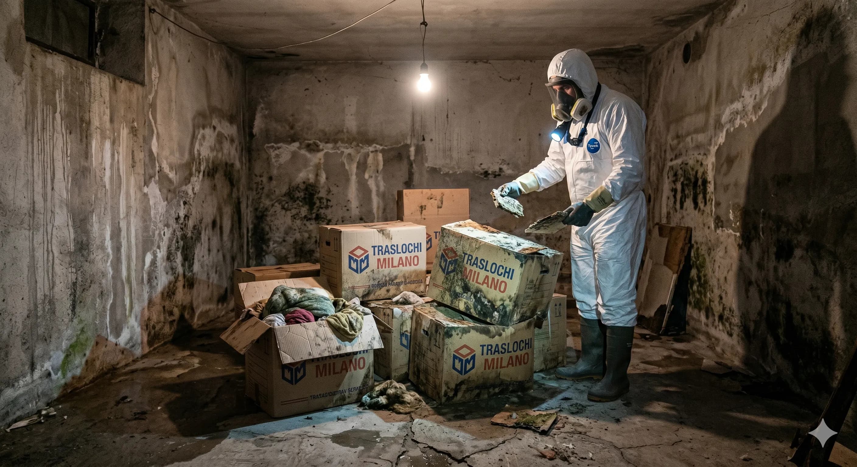Sgombero di una cantina umida e difficile a Milano