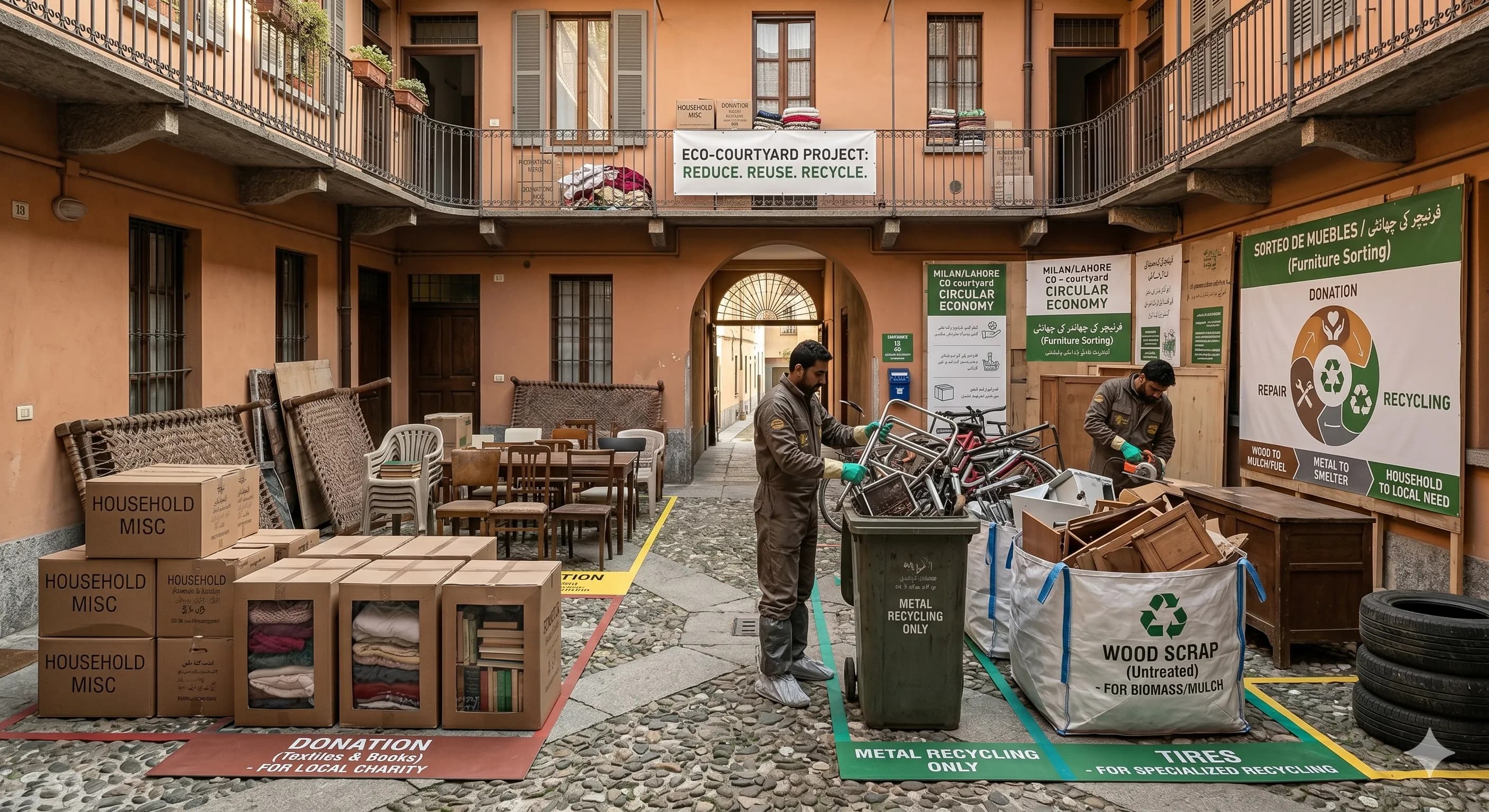 Sgombero ecologico a Milano con recupero e riciclo dei materiali